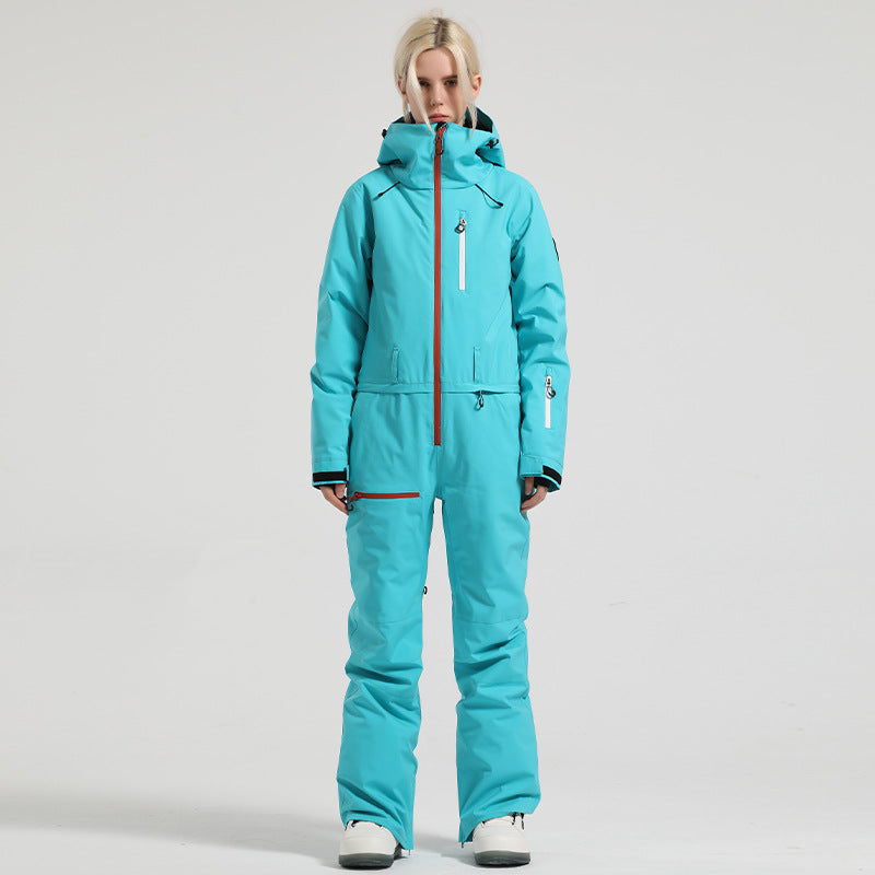 Alpine Access One-Piece Ski Suit — Aqua Blue front color image