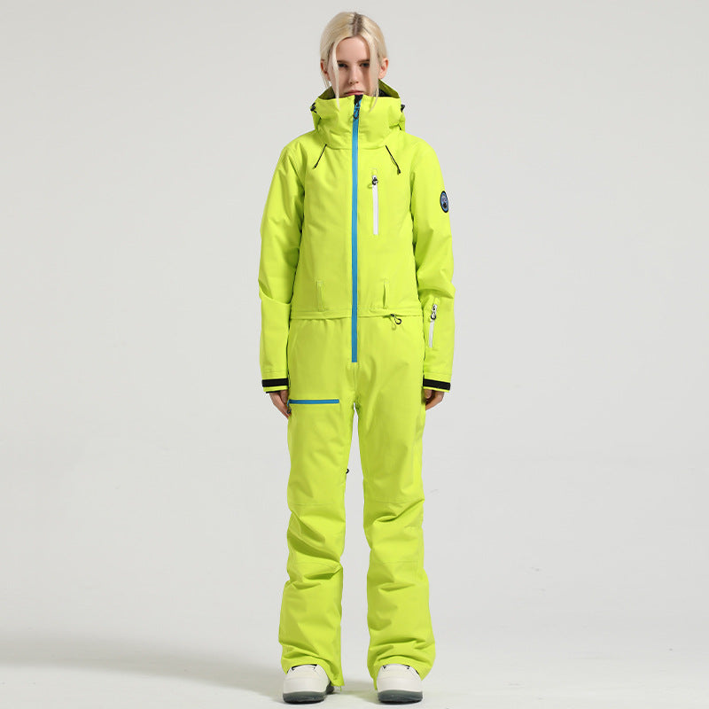 Alpine Access One-Piece Ski Suit — Neon Yellow front color image