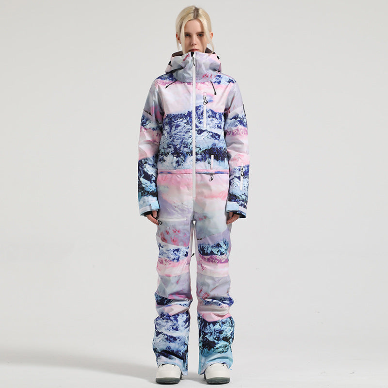 Alpine Access One-Piece Ski Suit — Print front color image