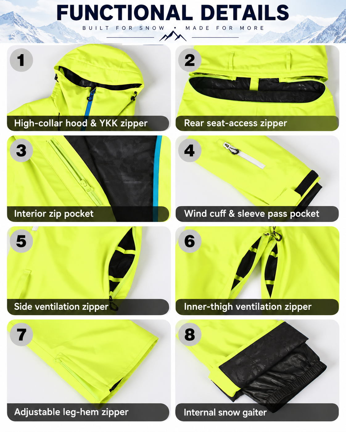 Alpine Access One-Piece Ski Suit — Functional details