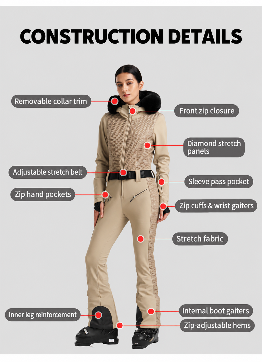 Alpine Diamond-Panel One-Piece Ski Suit — Construction & feature guide