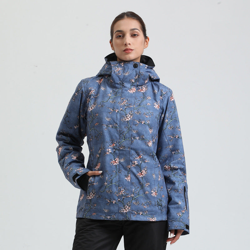 Alpine Print Insulated Snow Jacket — Blue Blossom front color image