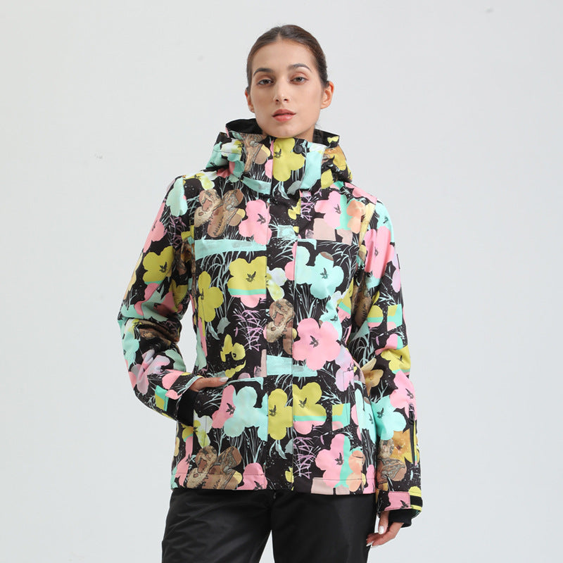 Alpine Print Insulated Snow Jacket — Wildflower front color image