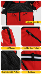 Alpine Stretch Belted Snow Jacket — internal snow skirt, cuff zipper, zip hand pockets, internal zip pockets and belt loop