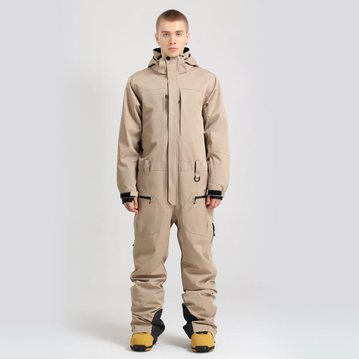 Atlas Utility One-Piece Snow Suit in Khaki, front product view