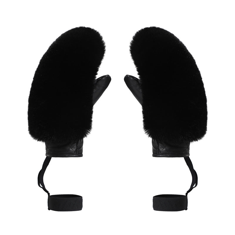 Black ski mittens
