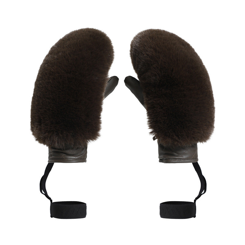 Dark Brown ski mittens