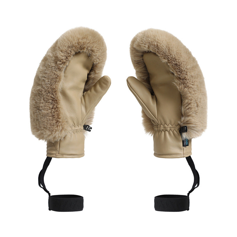 Khaki mittens inner hand view
