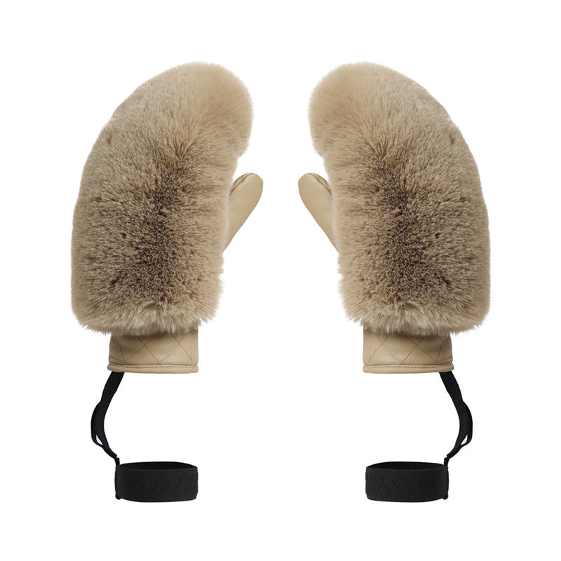 Khaki ski mittens