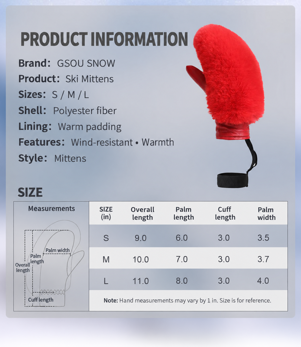 Construction and size guide
