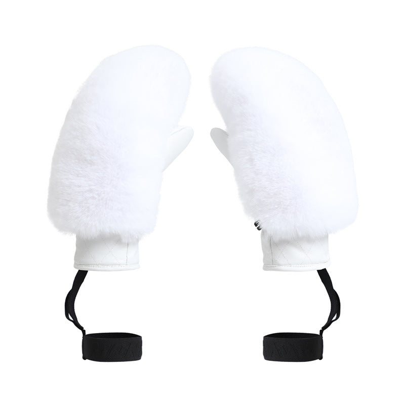White ski mittens