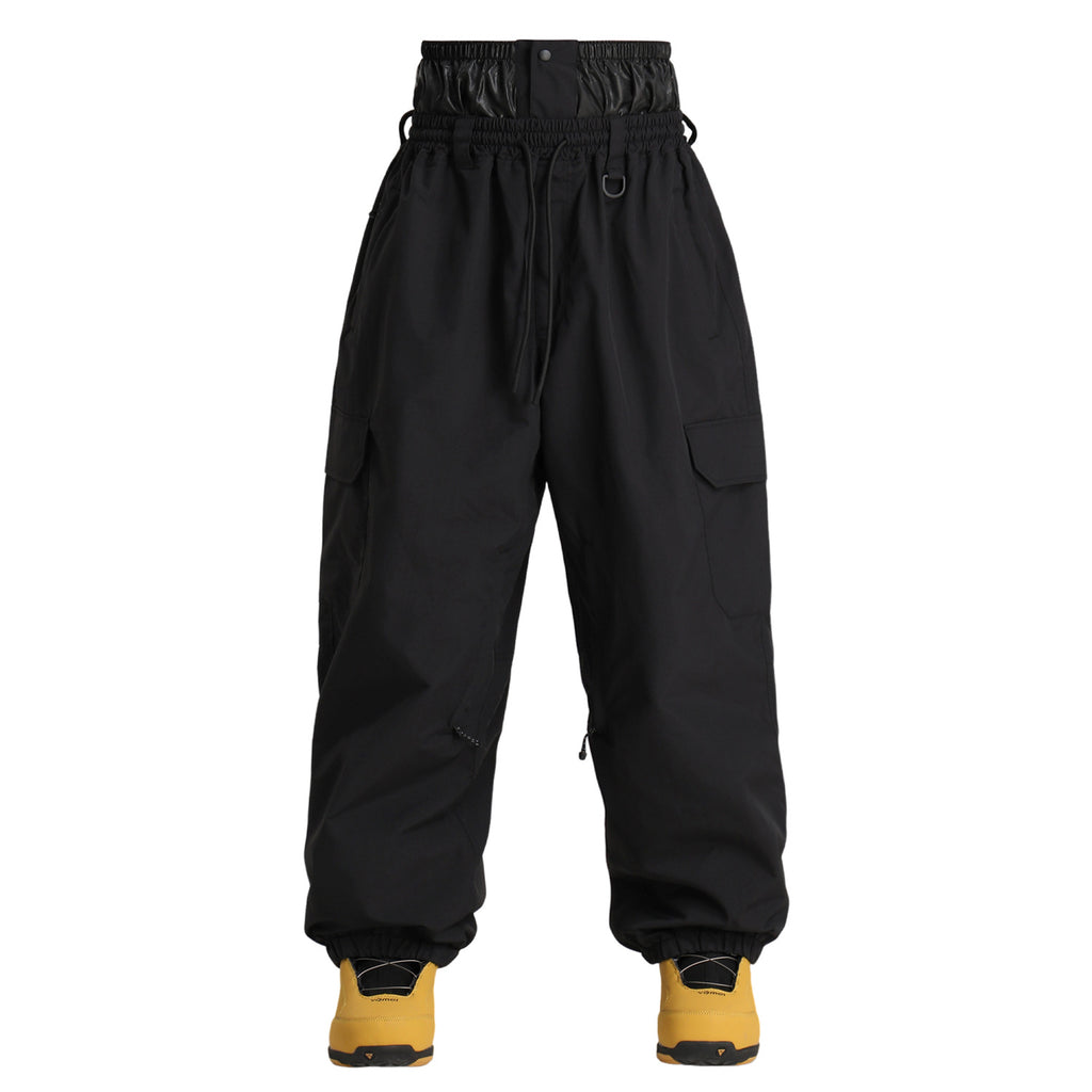 Cargo Baggy Snow Pants — Black front color image