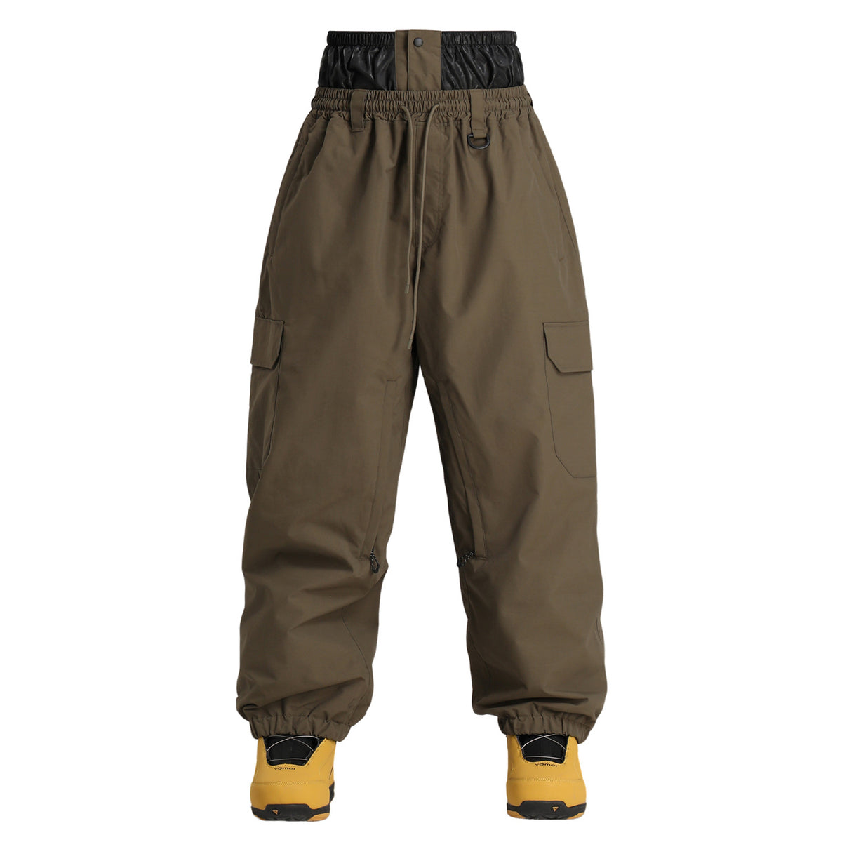 Cargo Baggy Snow Pants — Olive front color image