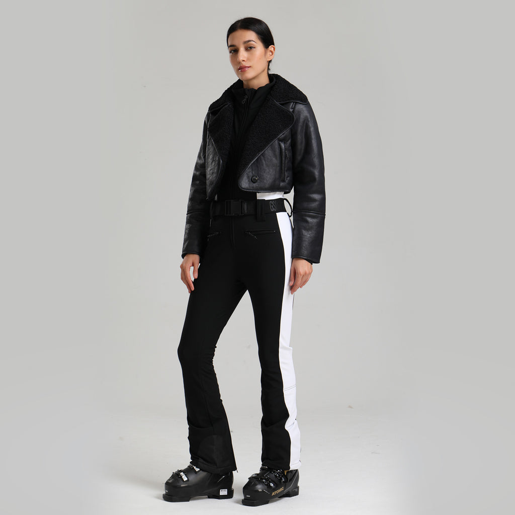 Chalet Cropped Two-Piece Ski Set — Black Two-Piece front color image