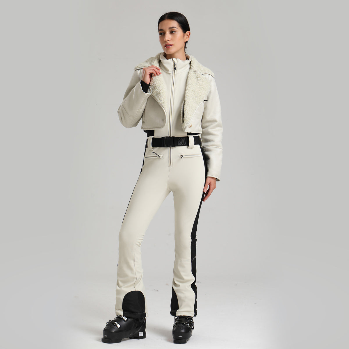 Chalet Cropped Two-Piece Ski Set — White Two-Piece front color image