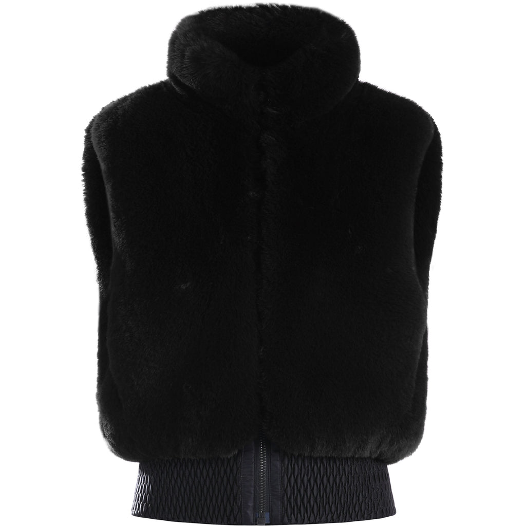 Chalet Faux-Fur Snow Vest — Black front color image
