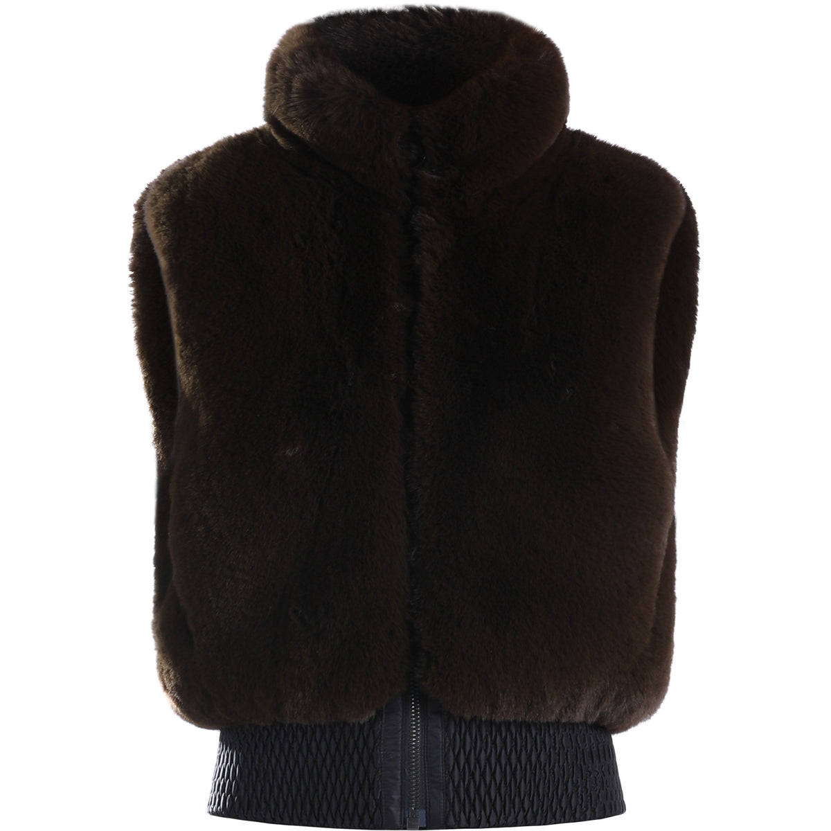 Chalet Faux-Fur Snow Vest — Dark Brown front color image