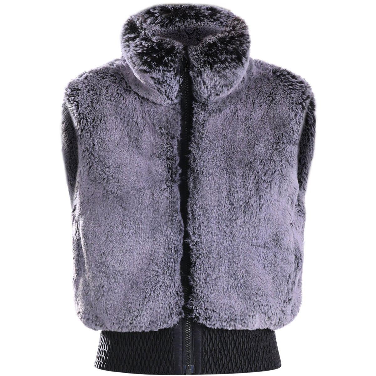 Chalet Faux-Fur Snow Vest — Gray Purple front color image
