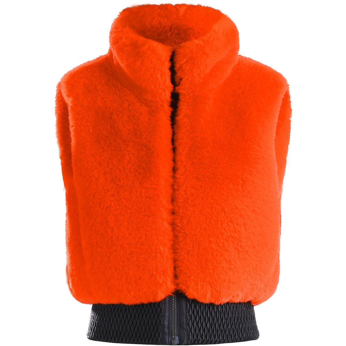 Chalet Faux-Fur Snow Vest — Orange Red front color image
