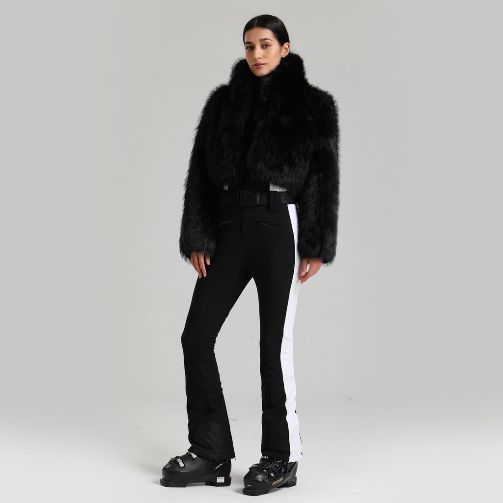 Chalet Faux-Fur Two-Piece Ski Set — Black color image