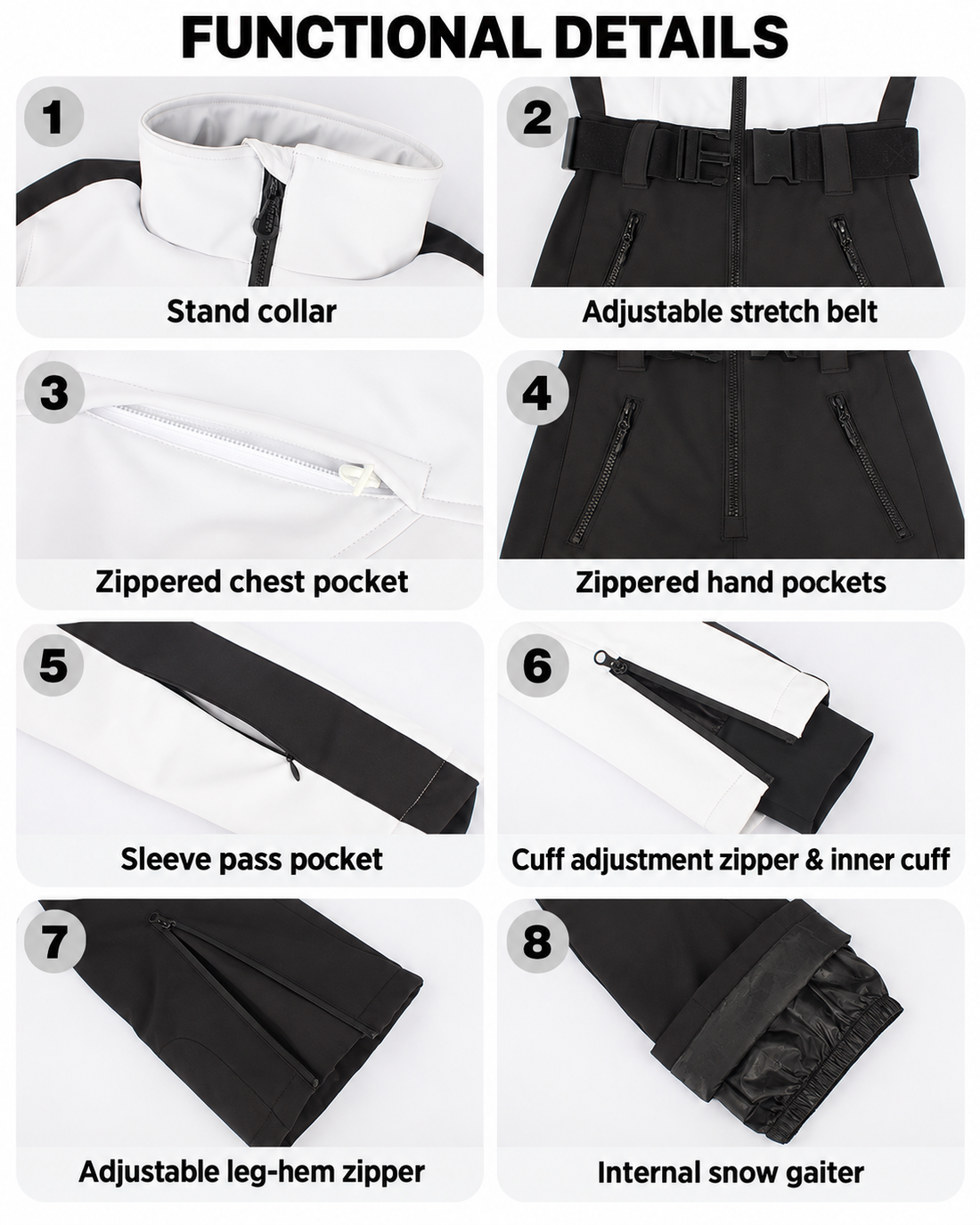 Contour Stretch Belted One-Piece Ski Suit — Construction & feature guide