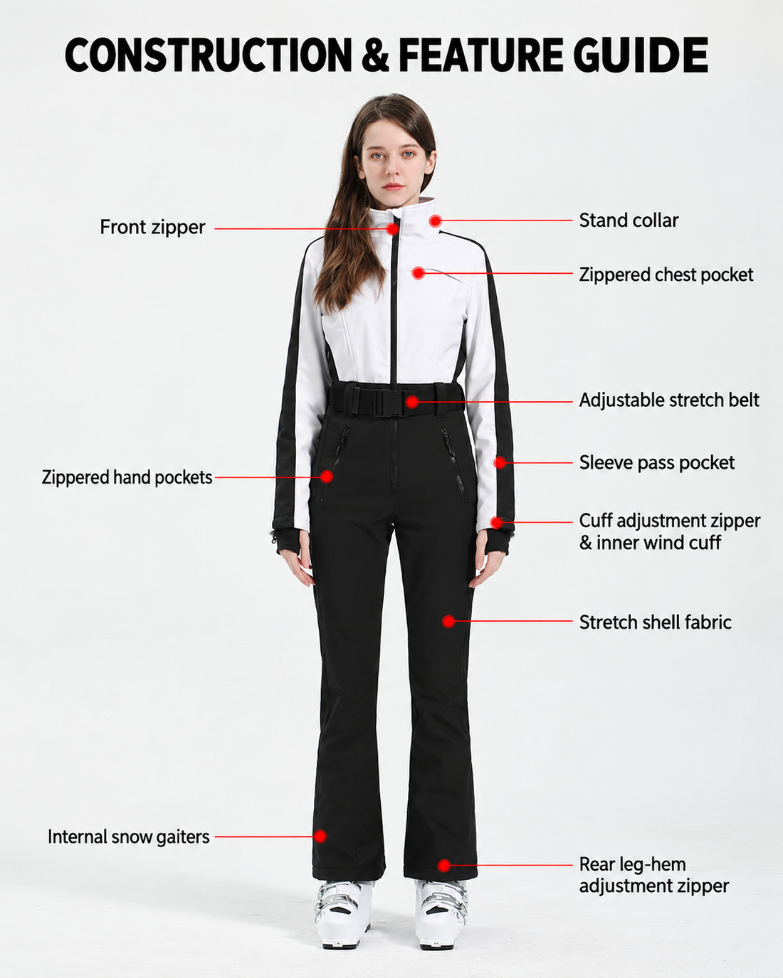 Contour Stretch Belted One-Piece Ski Suit — Construction & feature guide