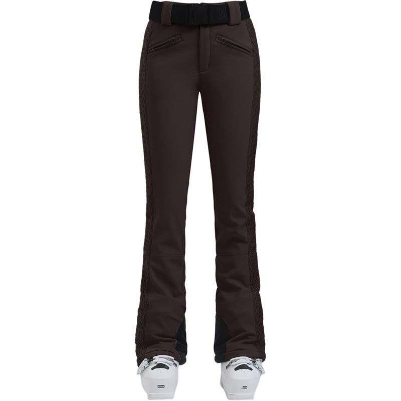 Contour Stretch Belted Snow Pants in Dark Coffee, front product view
