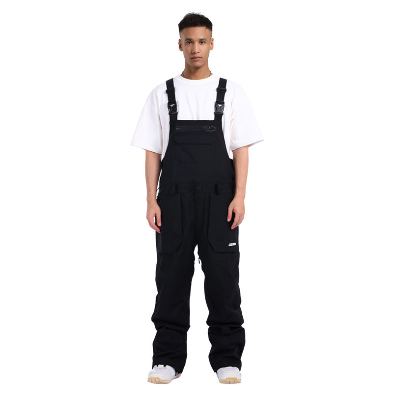 Expedition Utility Snow Bibs — Black front colour image