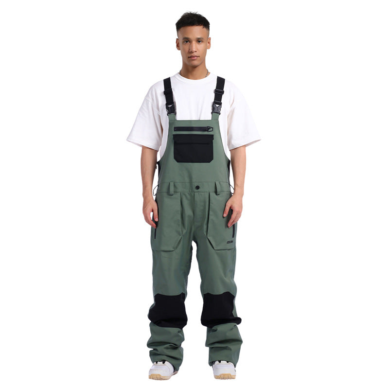Expedition Utility Snow Bibs — Light Army Green front colour image