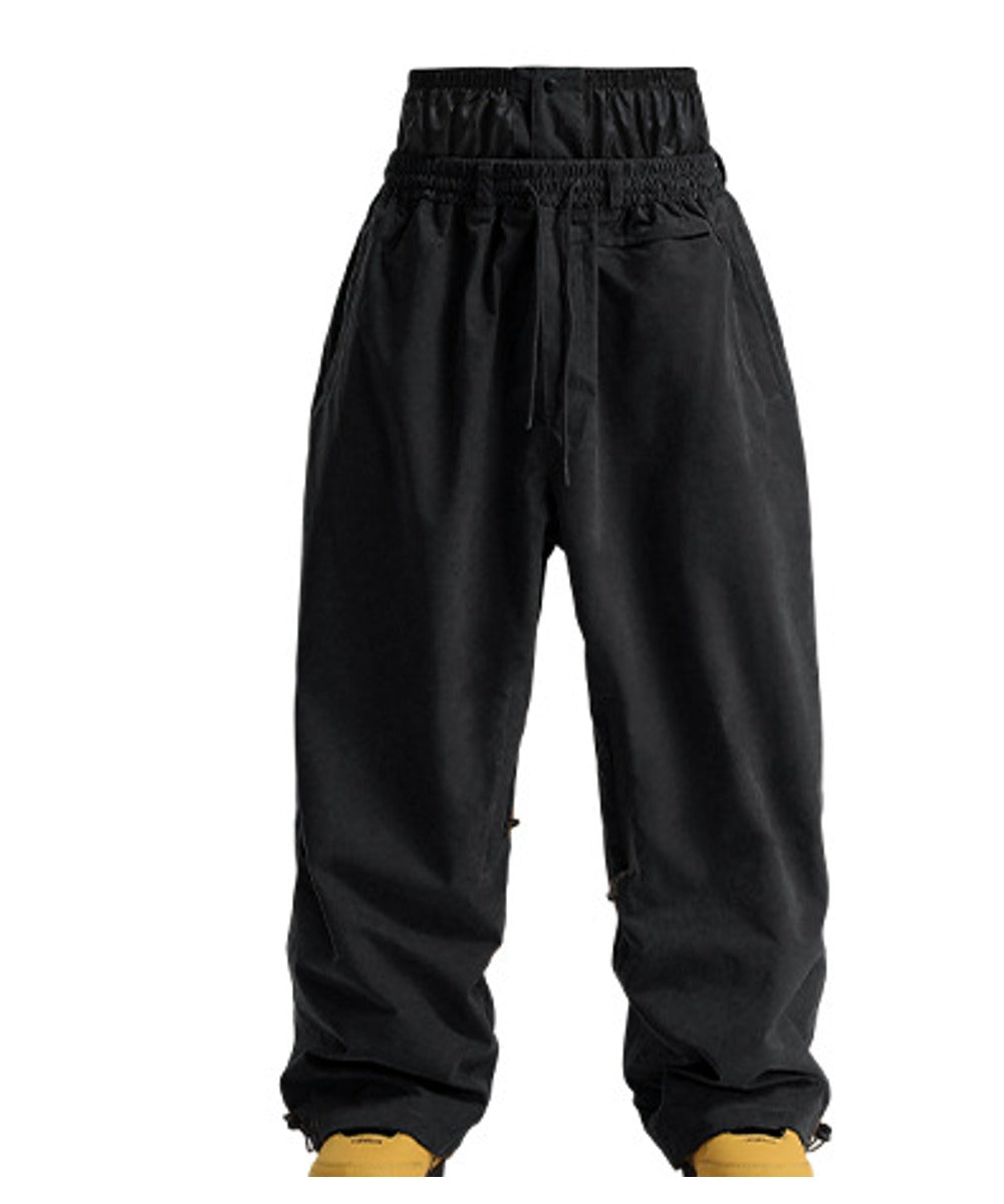 Frontier Waist-Guard Baggy Snow Pants — Black front color image
