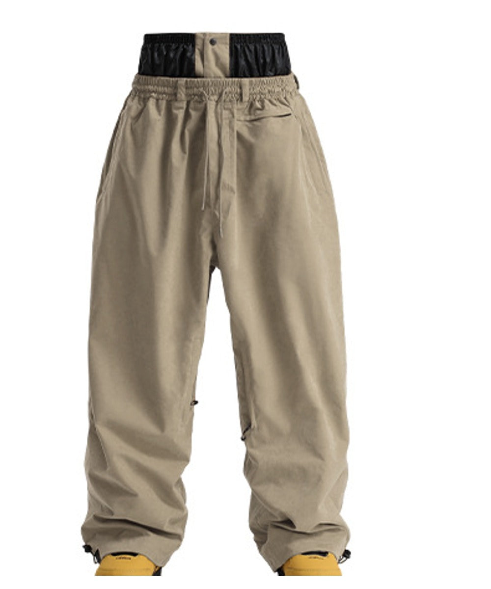 Frontier Waist-Guard Baggy Snow Pants — Khaki front color image