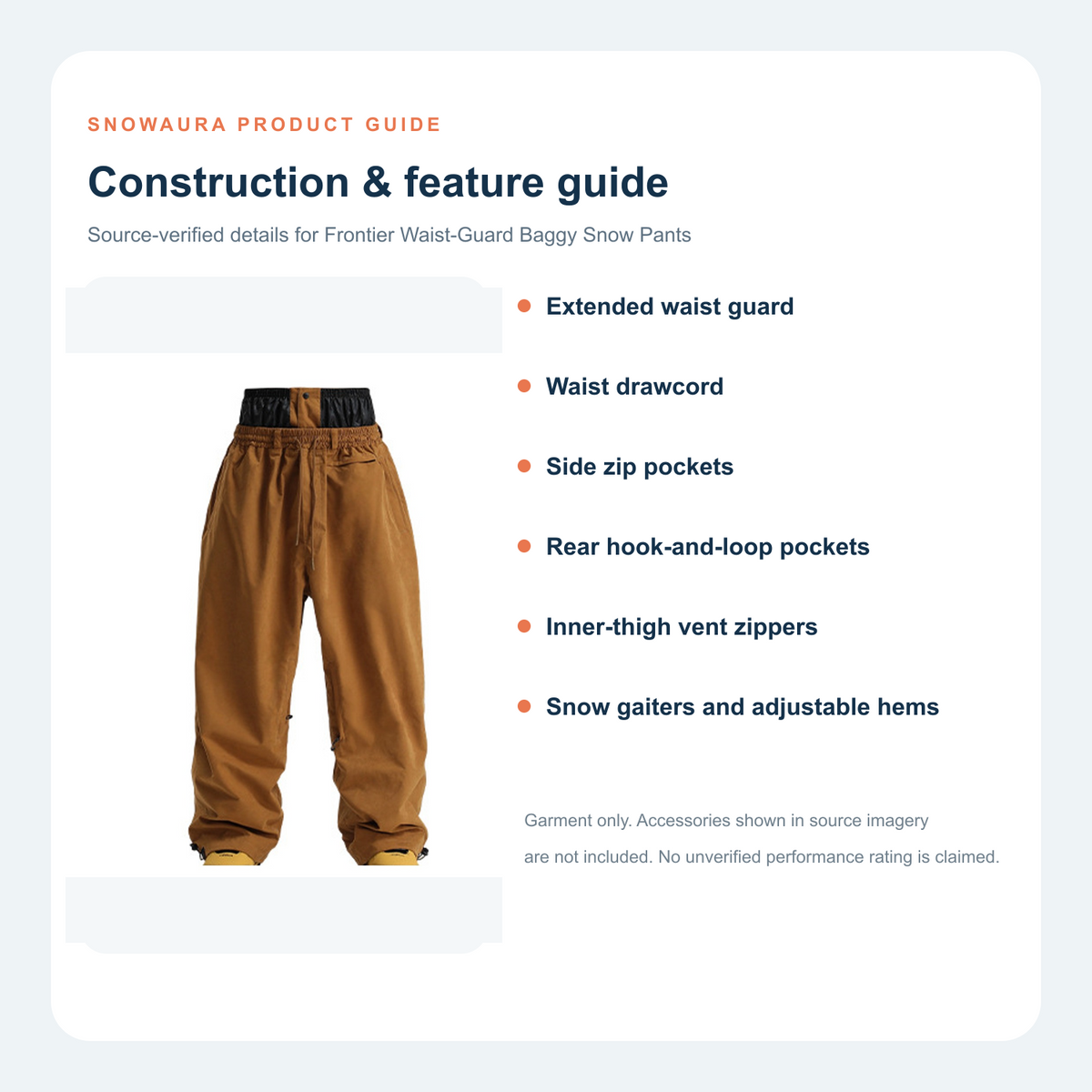 Frontier Waist-Guard Baggy Snow Pants construction and feature guide