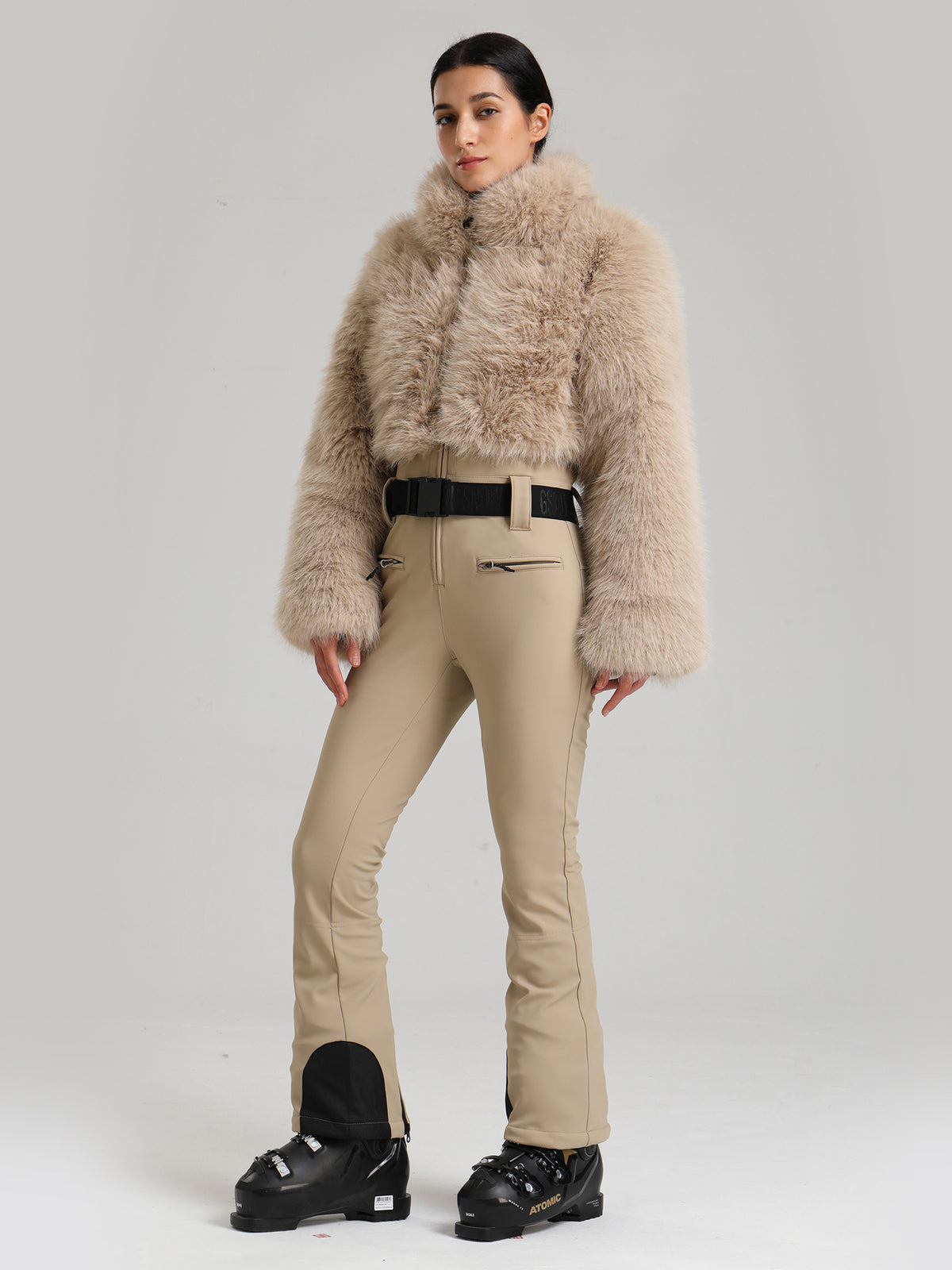 Luxe Faux-Fur Stretch One-Piece Ski Suit product view 2