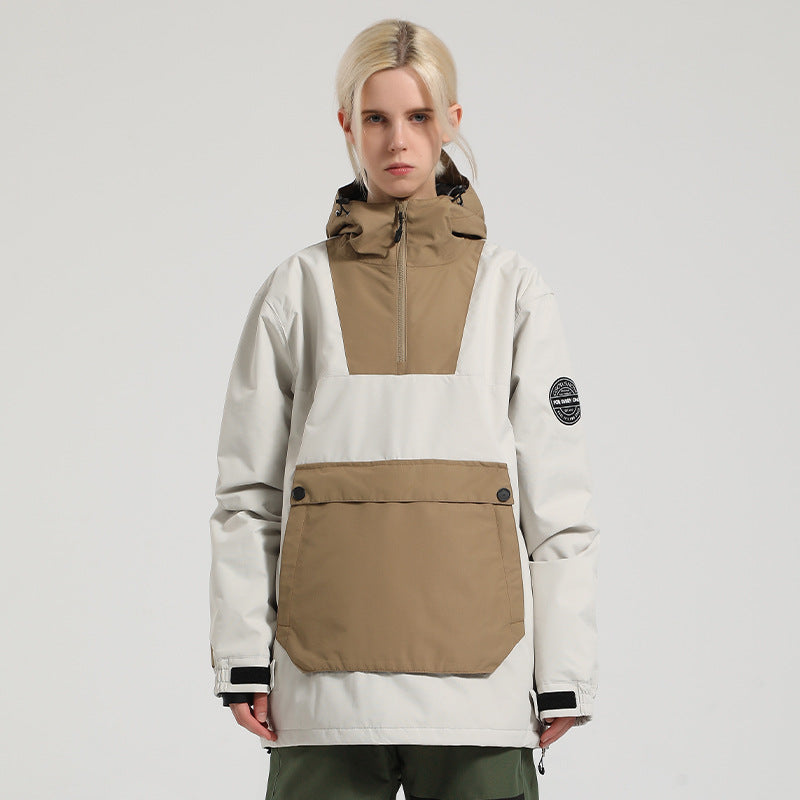 Mosaic Colorblock Snow Jacket — 651 Beige / Coffee front color image