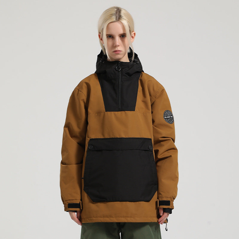 Mosaic Colorblock Snow Jacket — 652 Dark Brown / Black front color image
