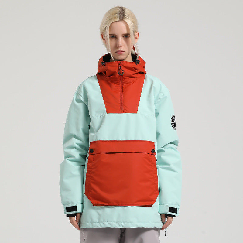 Mosaic Colorblock Snow Jacket — 654 Light Green / Orange front color image