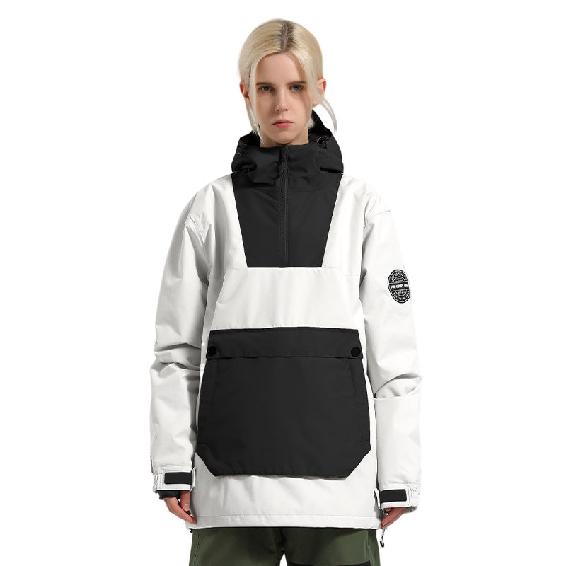 Mosaic Colorblock Snow Jacket — 658 White / Black front color image