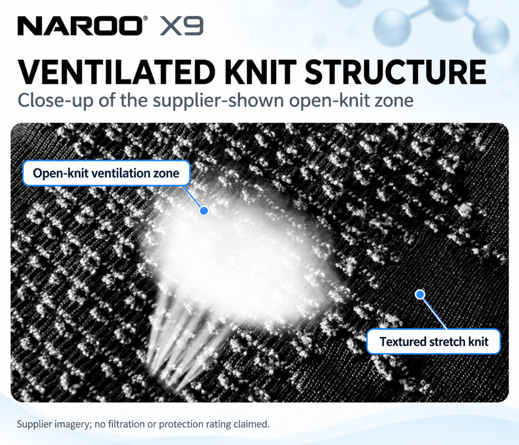 NAROO X9 Ventilated Knit Face Cover — Construction overview