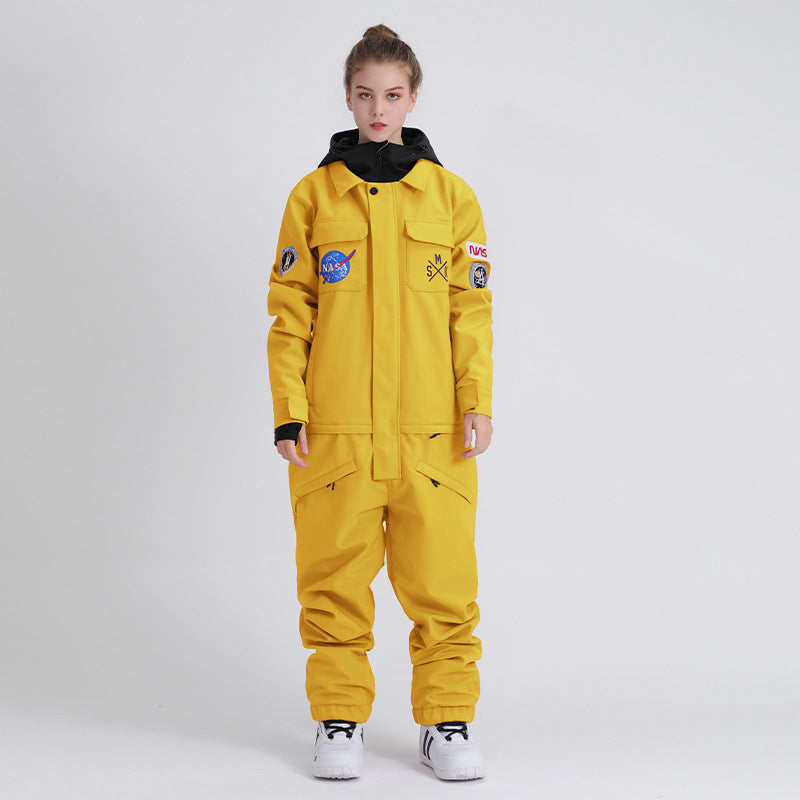 Orbit Patch Utility One-Piece Ski Suit — Yellow front color image