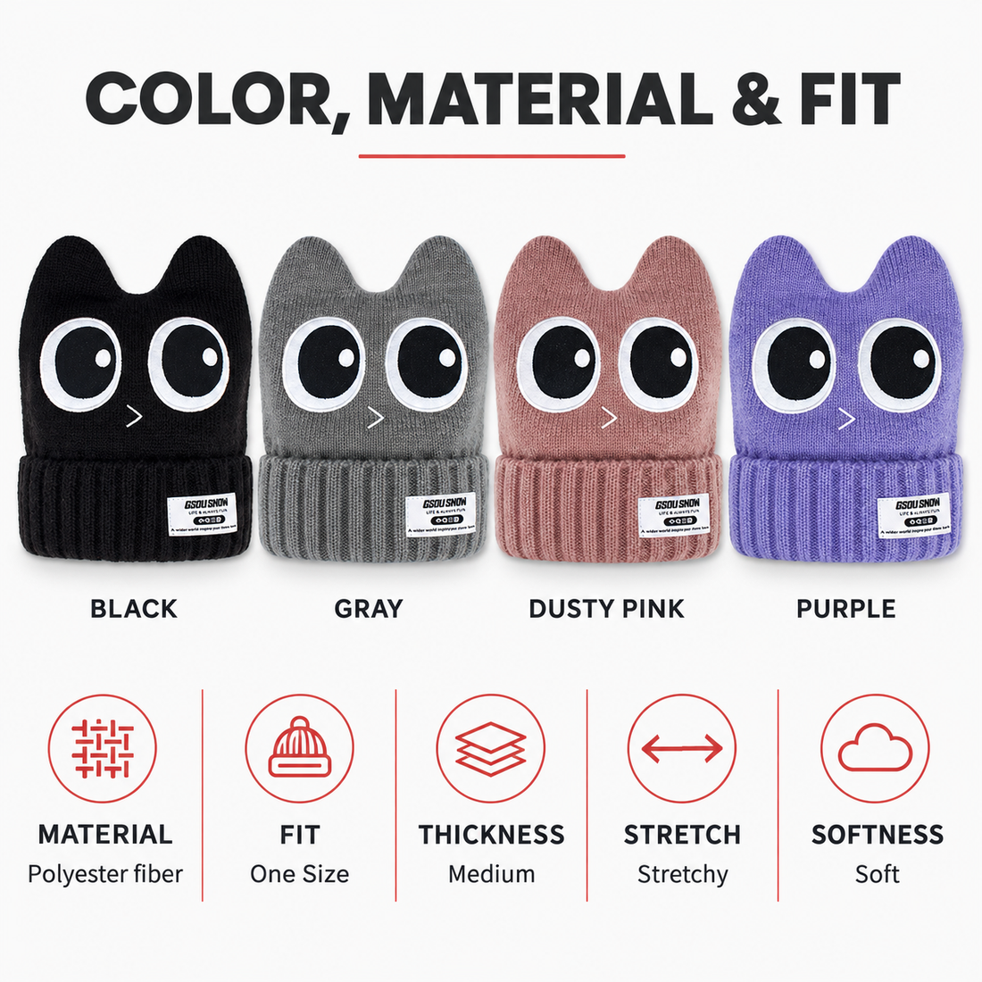 Owl-Ear Knit Snow Beanie — Construction & feature guide