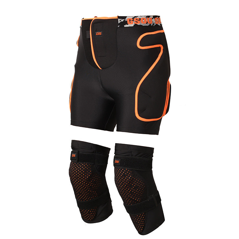 Park Padded Snow Protection Set — Black Orange front color image