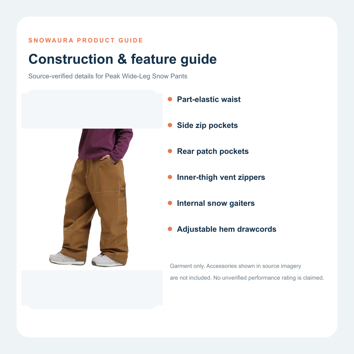 Peak Wide-Leg Snow Pants construction and feature guide