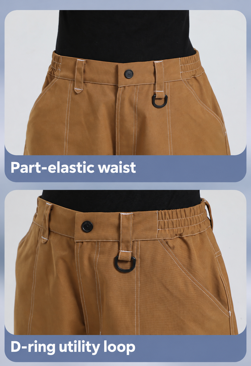 Peak Wide-Leg Snow Pants — part-elastic waist and D-ring utility loop