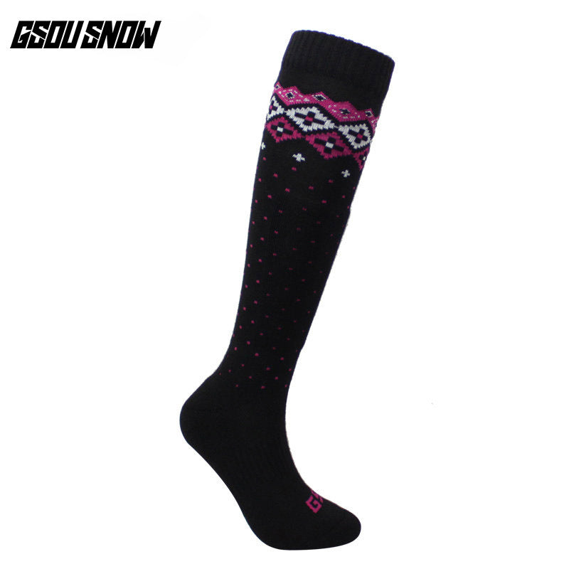 Ridge Insulated Ski Socks — Black Fuchsia front color image