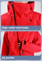 Ridge Insulated Snow Jacket — high-collar vent holes and zip pocket