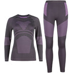 Ridge Quick-Dry Base Layer Set — Women's Gray Purple front color image