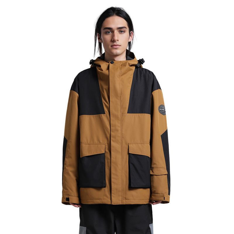 Ridgeline Colorblock Snow Jacket — Dark Coffee / Black front color image