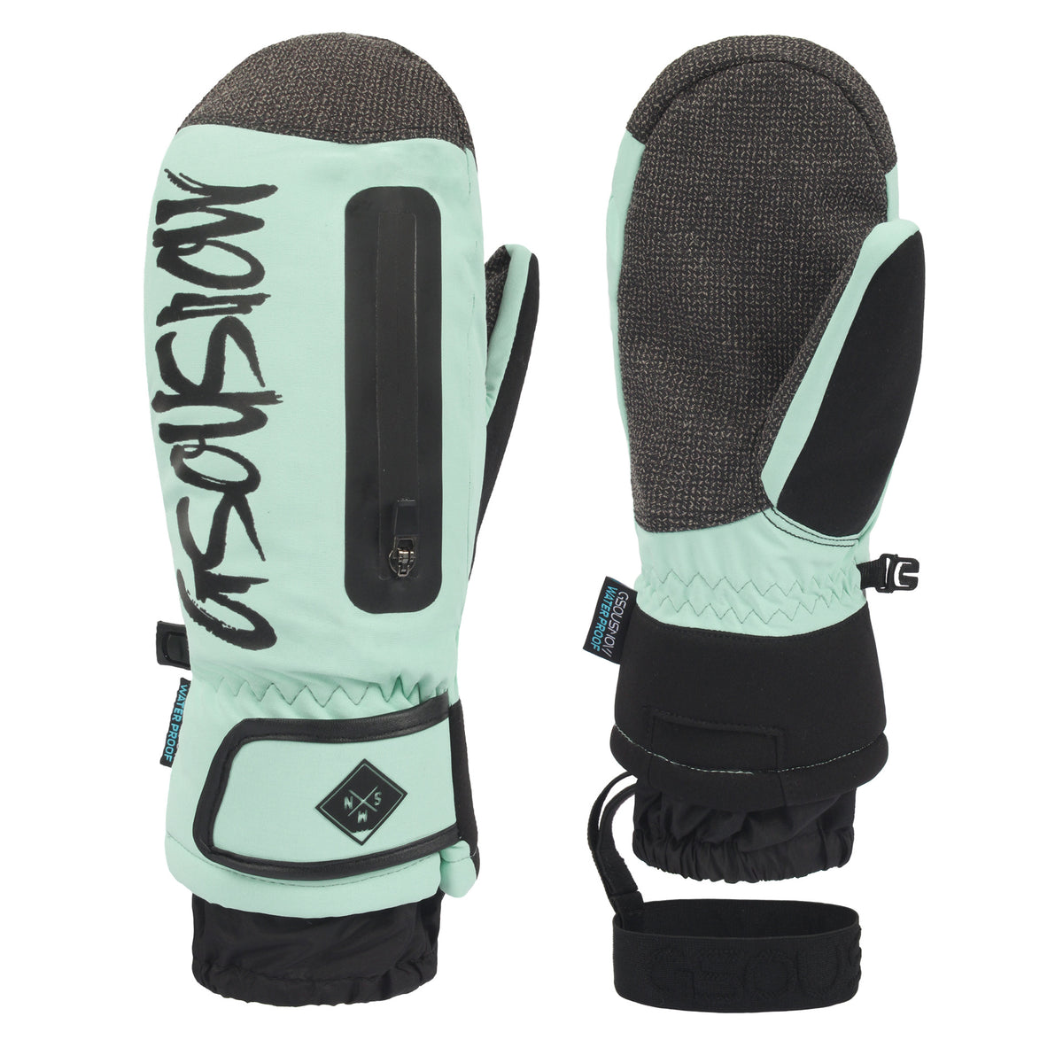 Shield Kevlar Wrist-Guard Snow Mittens in Yellow Green, front product view