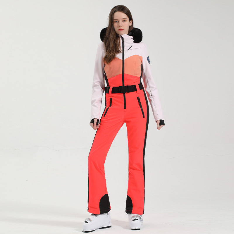 Solstice Colorblock Belted One-Piece Ski Suit product view 1
