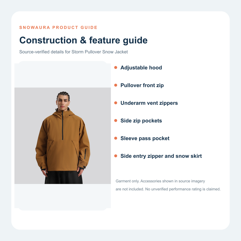 Storm Pullover Snow Jacket construction and feature guide